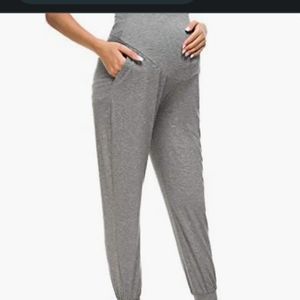 Liu & Qu Maternity Women's Casual Pants Stretchy Comfortable, white, Size Medium